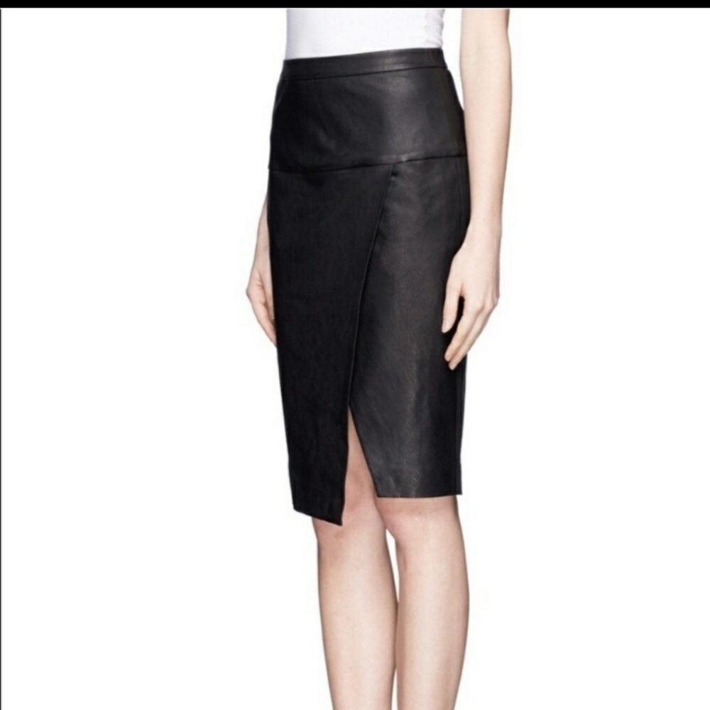 Ann Taylor faux wrap leather pencil skirt classic